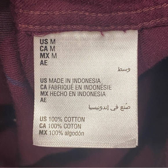 ALFANI Men's Wide Check Brushed Flannel RED Long Sleeve Button Down Shirt MEDIUM - Picture 4 of 6